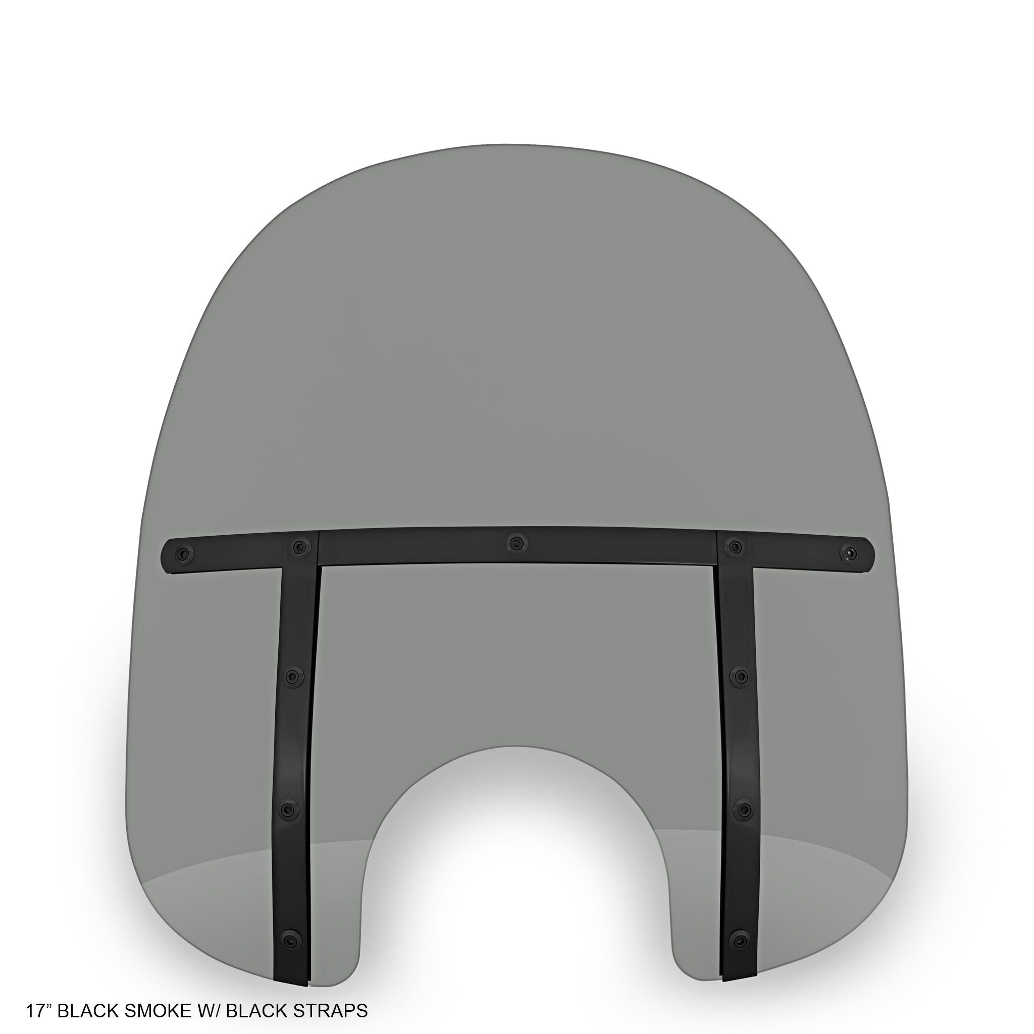 17" Memphis Fats Black Smoke Windshield with Black Straps - 7" Headlight Opening