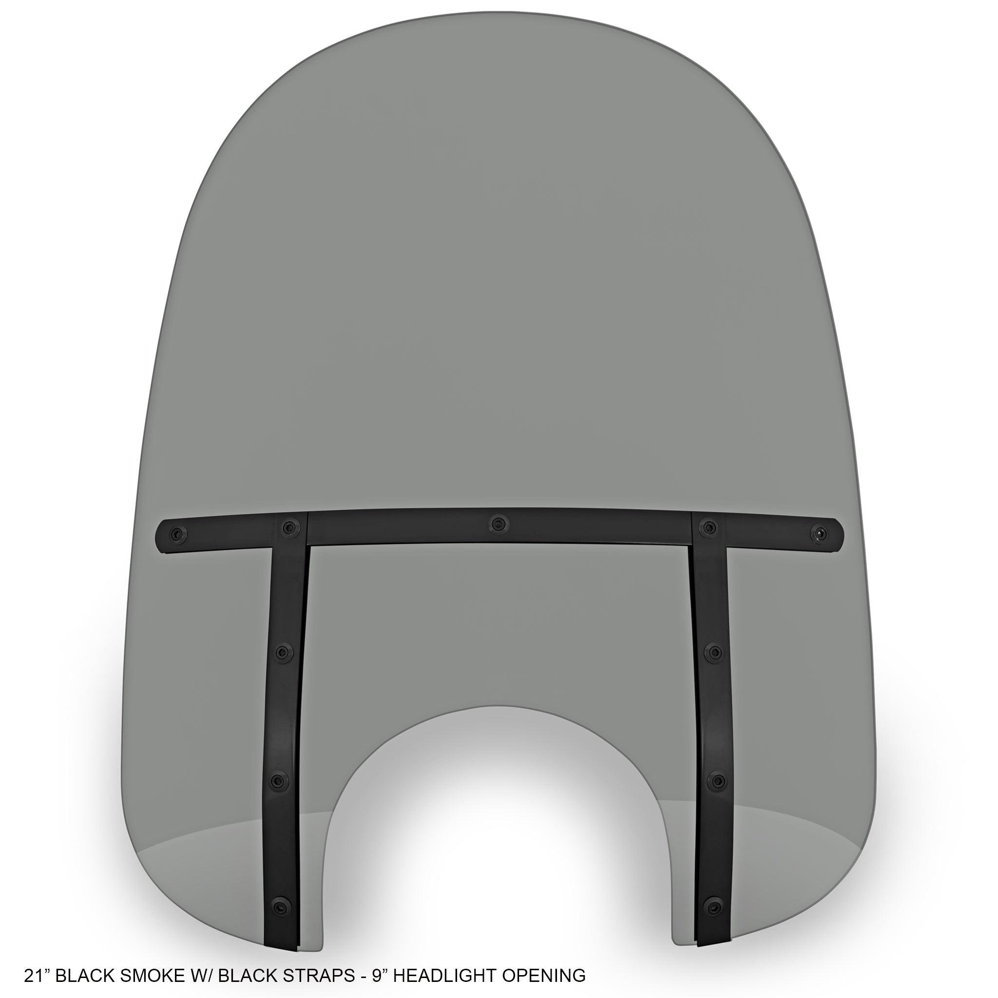 21" Memphis Fats Black Smoke with Black Straps Windshield - 9" Headlight Opening