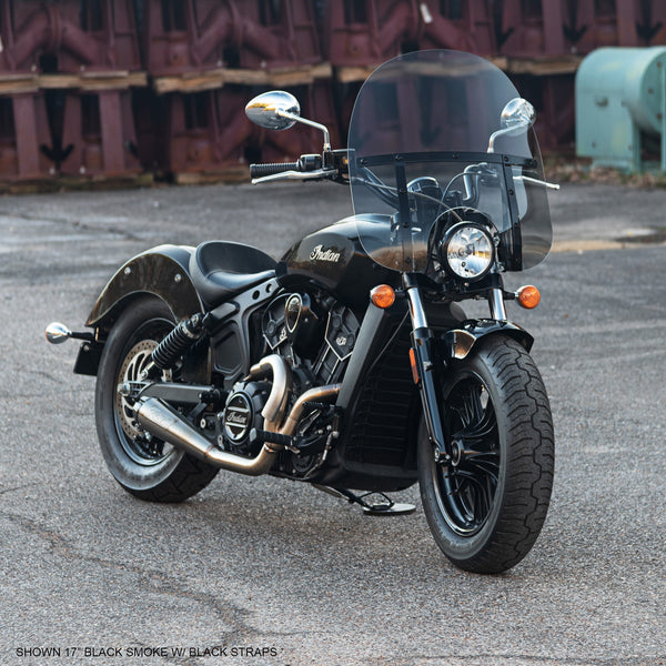 17" Black Smoke Memphis Fats windshield on Indian Scout-Sixty