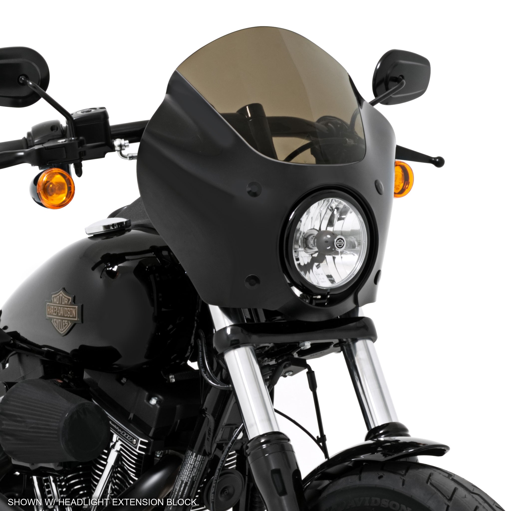 TCMT Vivid Black Quarter Fairing With Smoke Windshield For Harley Dyna FXR XL 1995-2005 | 5.75" Round Headlight