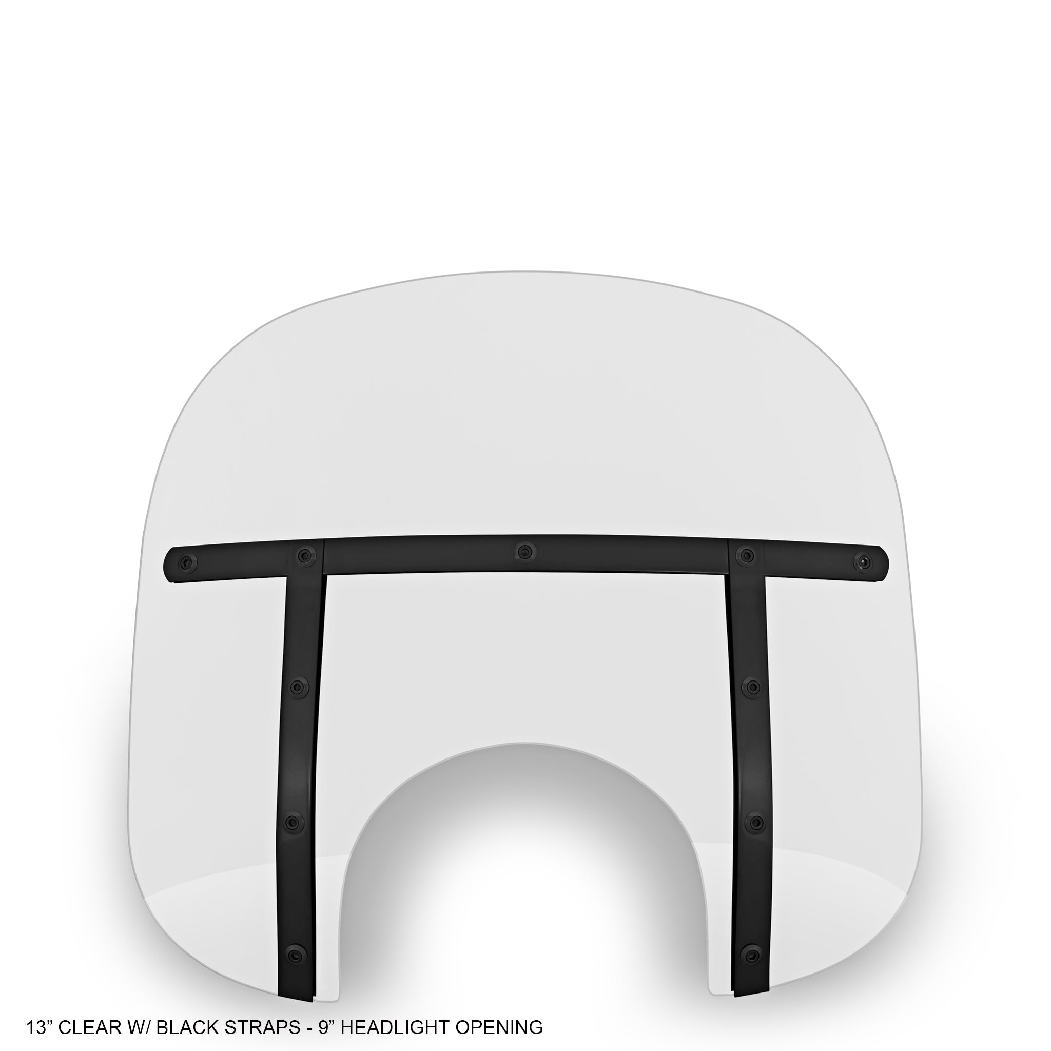 13" Memphis Fats Clear with Black Straps Windshield - 9" Headlight Opening